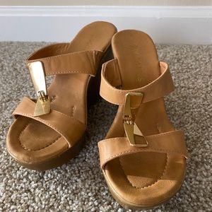 Size 6 Coconuts Beige Natural Tan Sandal Wedges